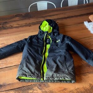 Under Armour Black Jacket with Neon Lime Interior - Hooded Puffer